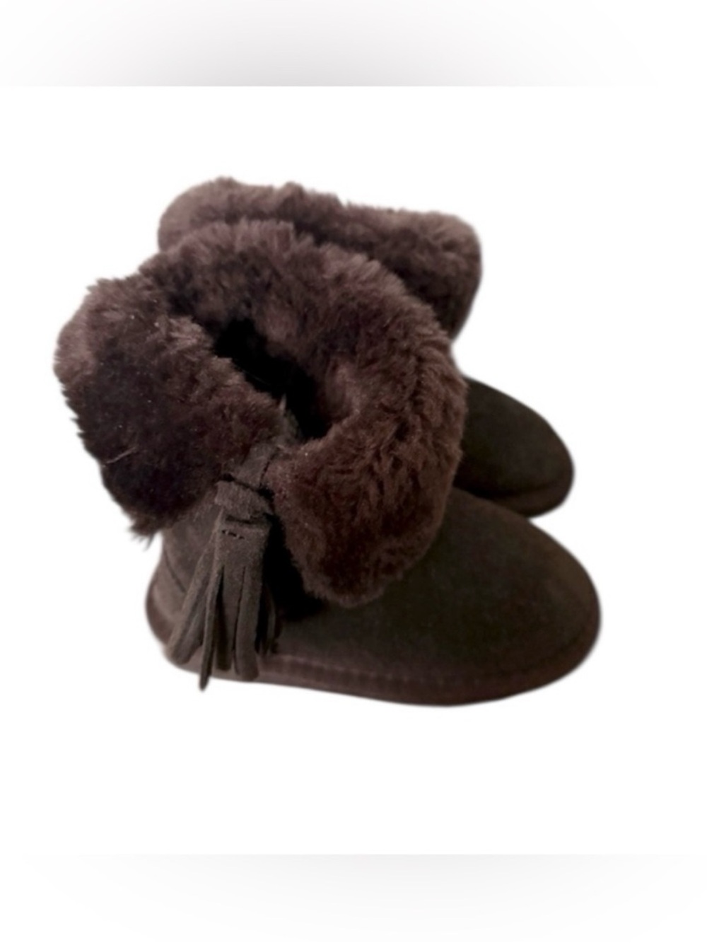 New LAMO SUEDE Shearling Cozy Brown Kids Boots With Tassel Detail